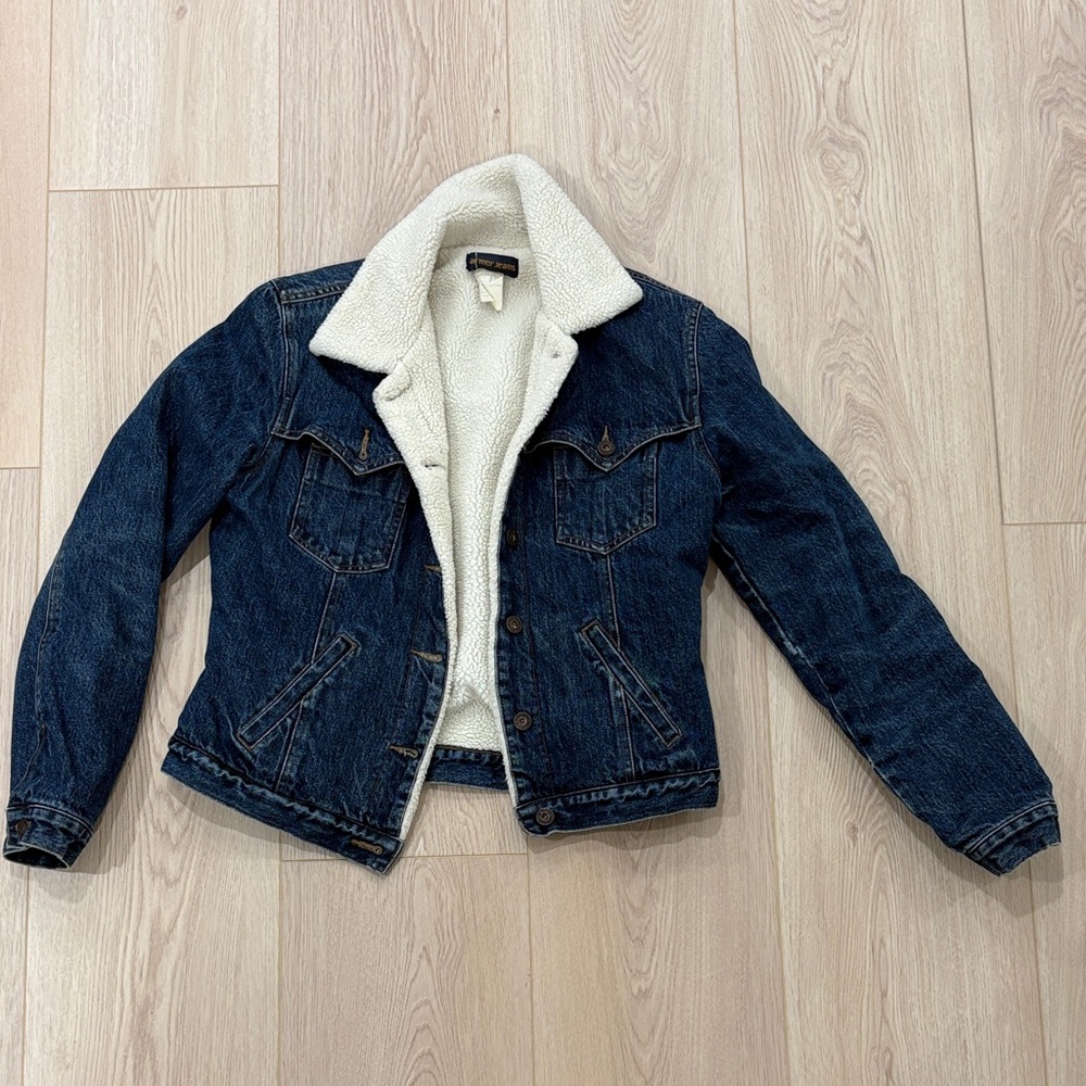 Blue Denim Jacket with White Sherpa Lining